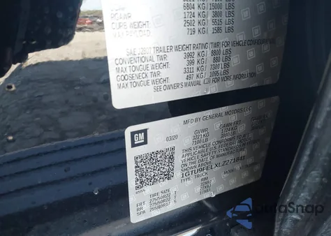 2020 GMC Sierra 1500 Denali z USA, uszkodzony, nr VIN 1GTU9FELXLZ271841